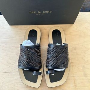 NEW Rag & Bone Ava Black Woven Leather Sandals Size 36.5/6.5
